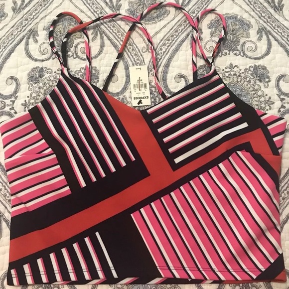 Express Women’s Multi Color Cross Strap Top Size M - Picture 1 of 2